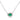 white gold necklace with a green gemstone pendant on a white background