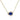 Gold necklace with a blue gemstone pendant on a white background