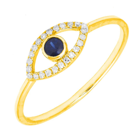 Evil Eye Diamond and Sapphire Ring