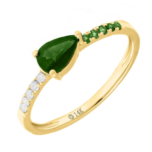 Pear Emerald Diamond Ring