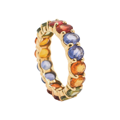 Multicolored Sapphire Eternity Band