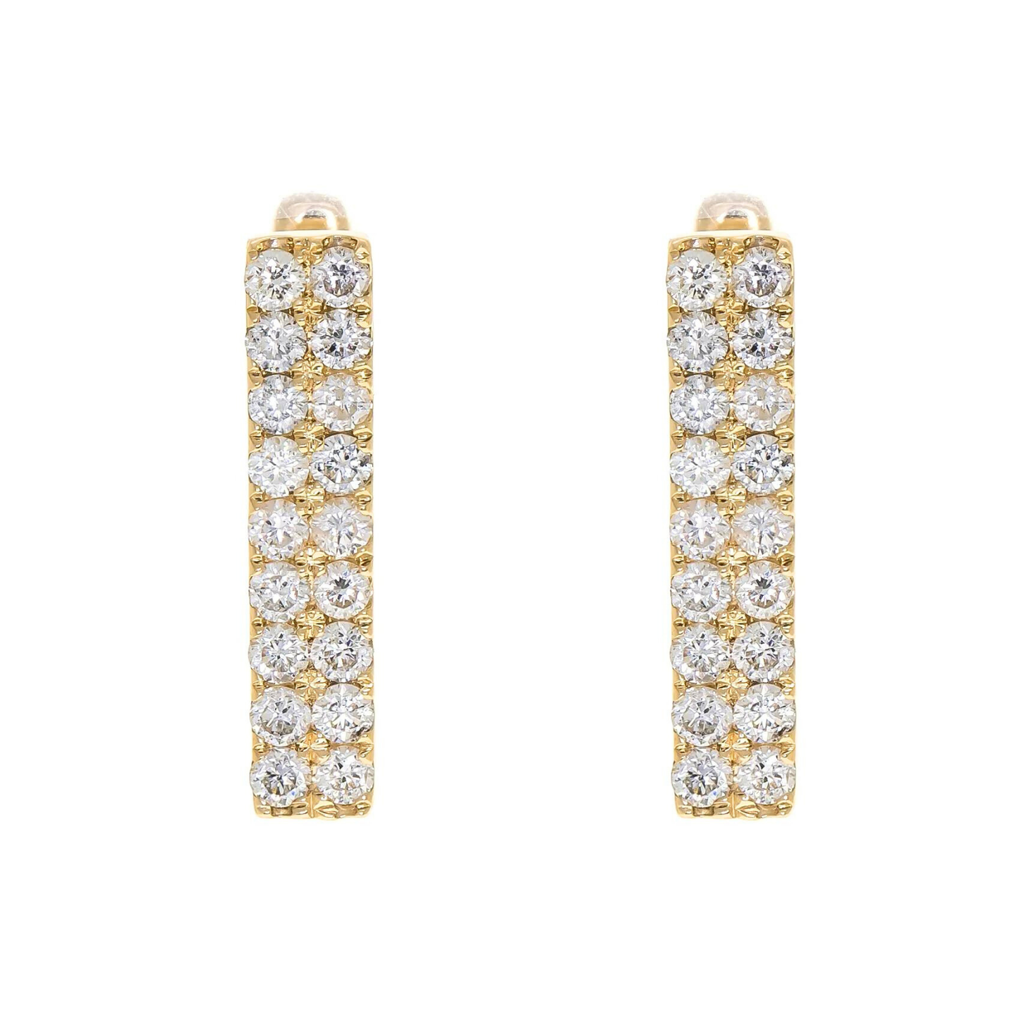 14K Yellow Gold Square Diamond Hoops