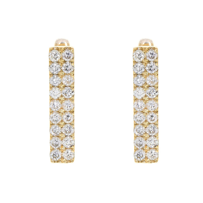 14K Yellow Gold Square Diamond Hoops