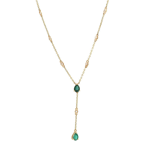 Emerald and Diamonds Lariat Necklace