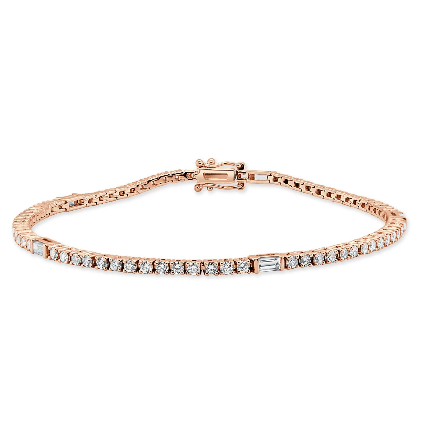 14k Gold Baguette Diamond Tennis Bracelet