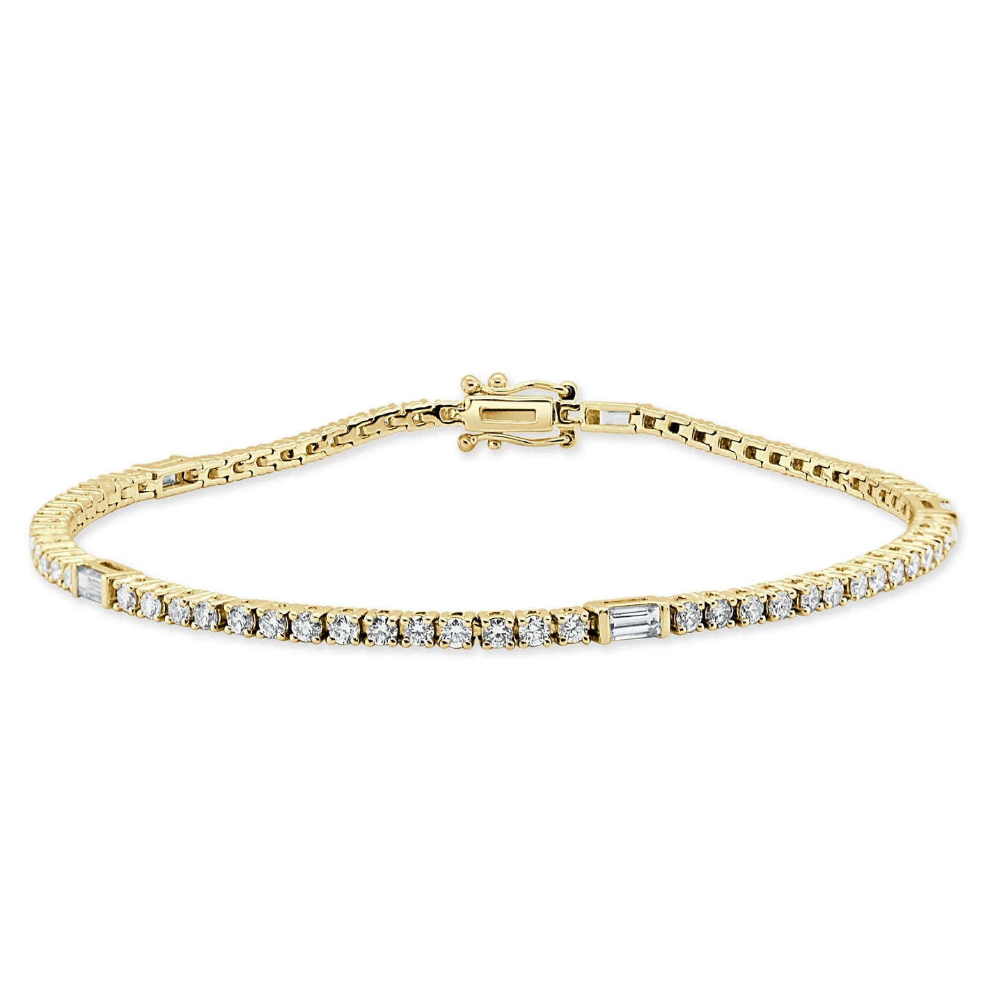 14k Gold Baguette Diamond Tennis Bracelet