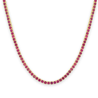 14k Gold Gemstone Tennis Necklace