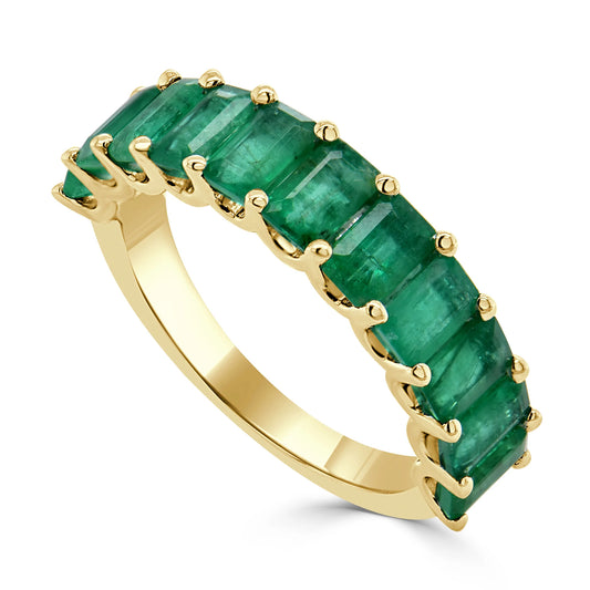 14K Gold Emerald Cut Half Band