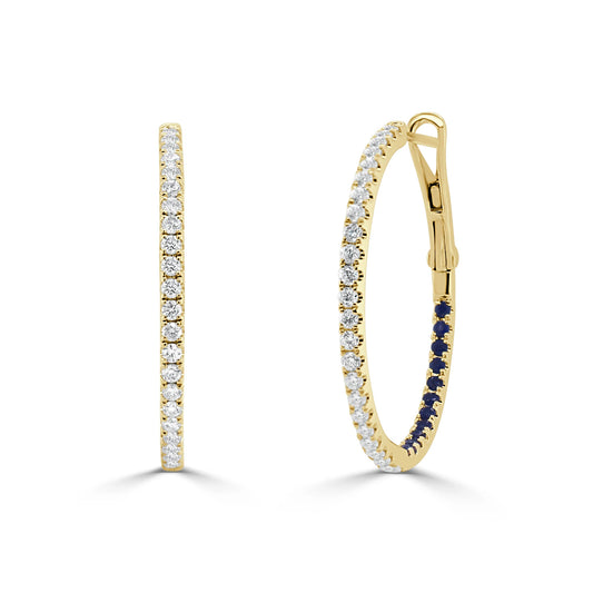 14K Gold Diamond & Sapphire Insideout Hoops