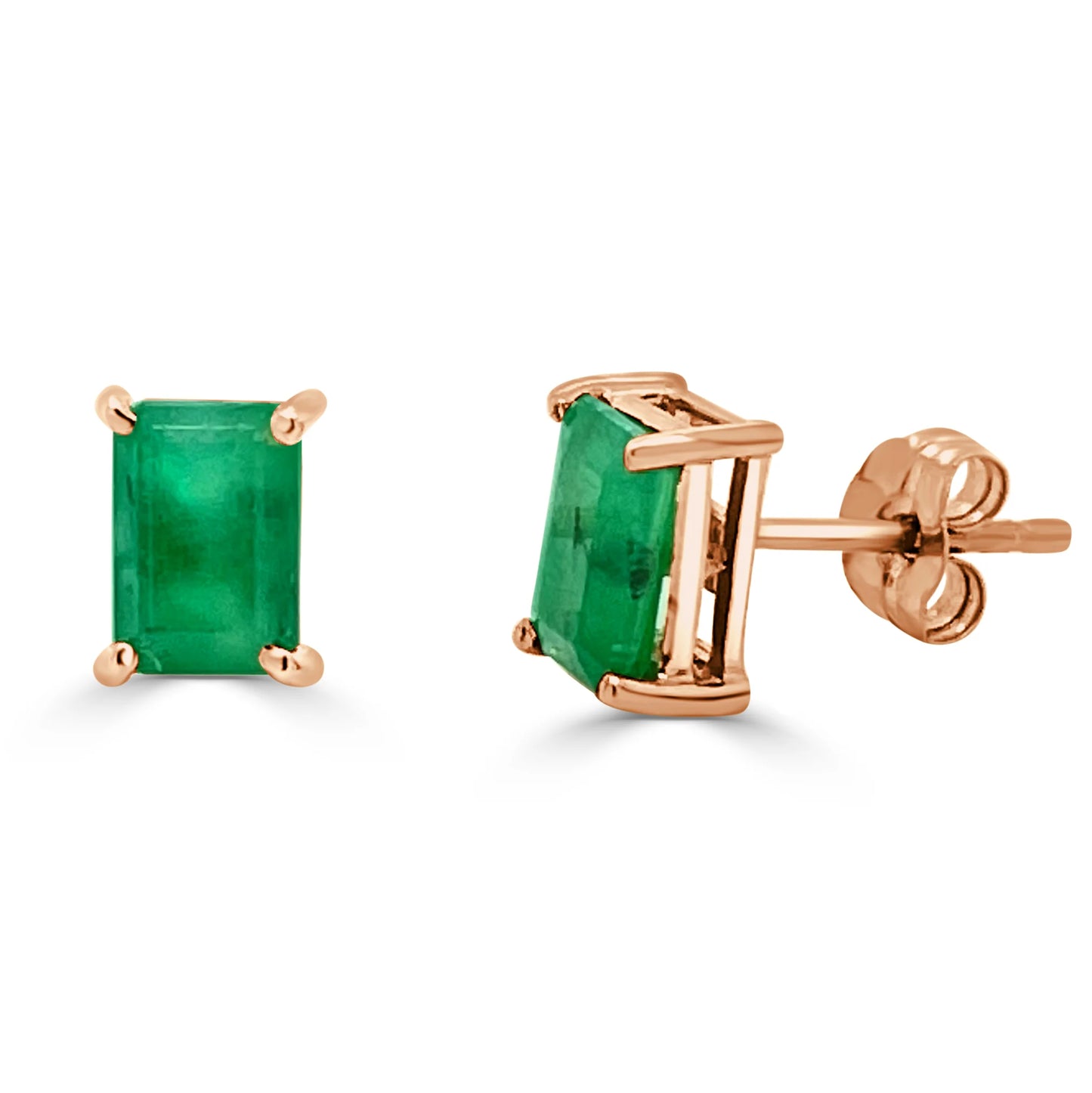 14k Gold Emerald Stud Earrings