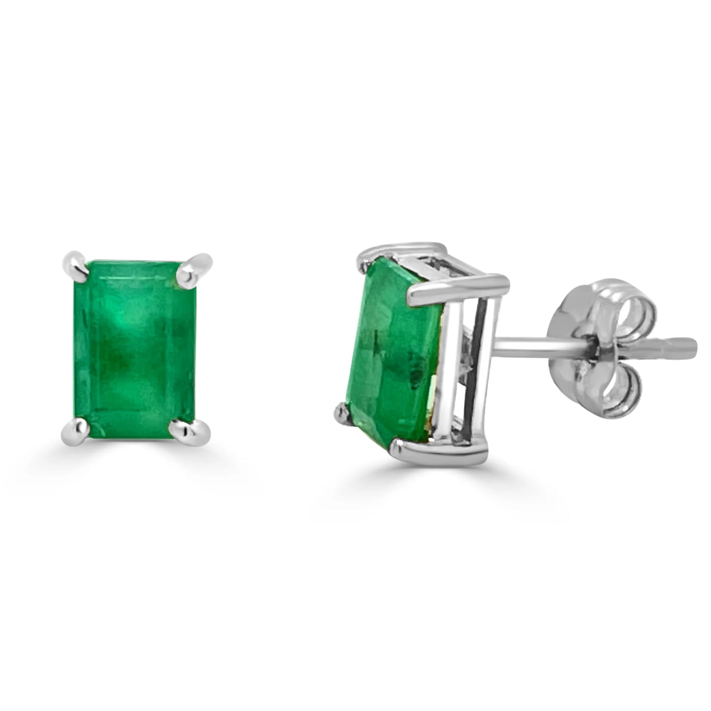 14k Gold Emerald Stud Earrings