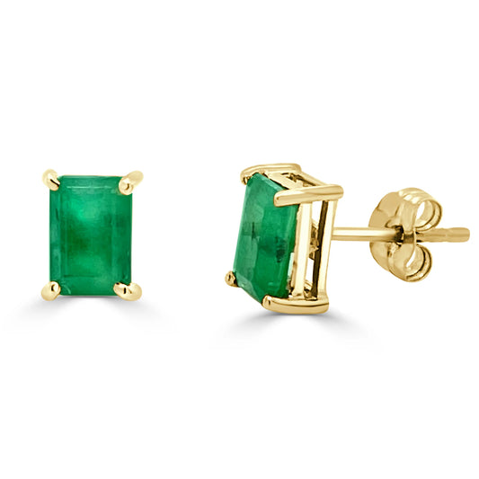 14k Gold Emerald Stud Earrings