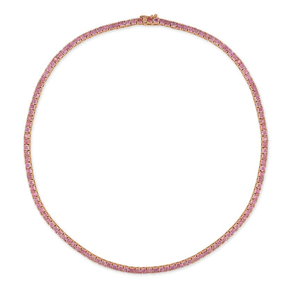 14k Gold Gemstone Tennis Necklace