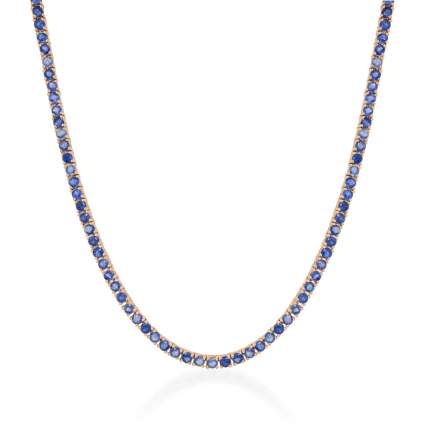 14K Blue Sapphire Tennis Necklace