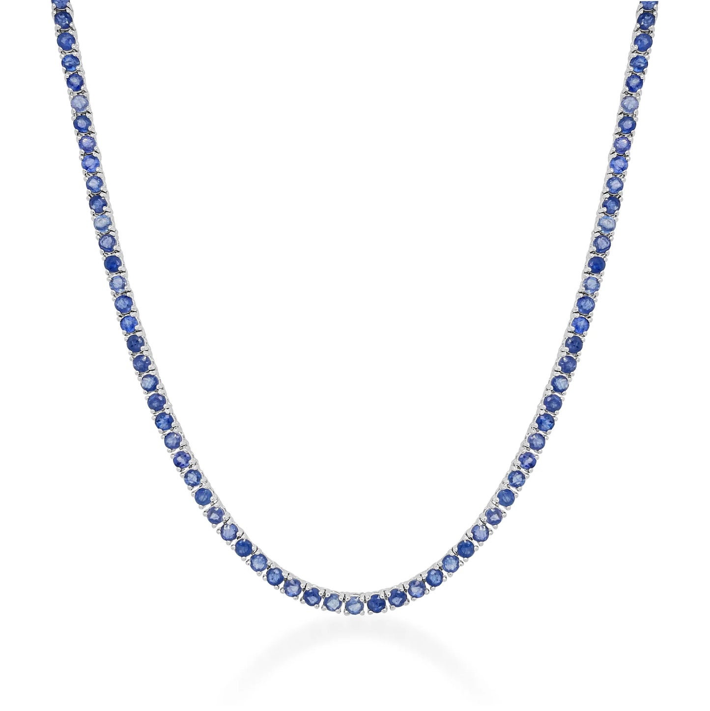 14K Blue Sapphire Tennis Necklace