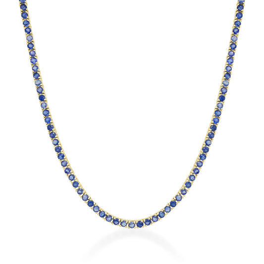 14K Blue Sapphire Tennis Necklace