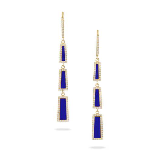 Lapis Lazuli Diamond Drop Earrings