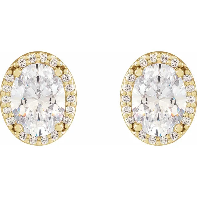 Oval Halo Diamond Studs