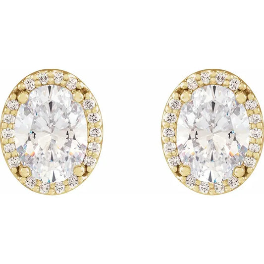 Oval Halo Diamond Studs