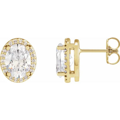 Oval Halo Diamond Studs