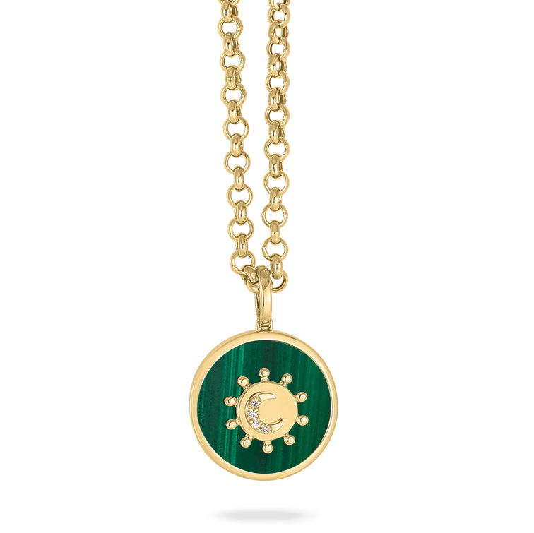 Malachite and Diamond Charm Necklace