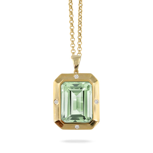 Green Amethyst and Diamond Necklace