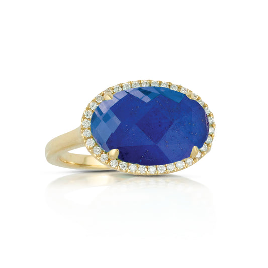 Lapis Lazuli Quartz Diamond Ring